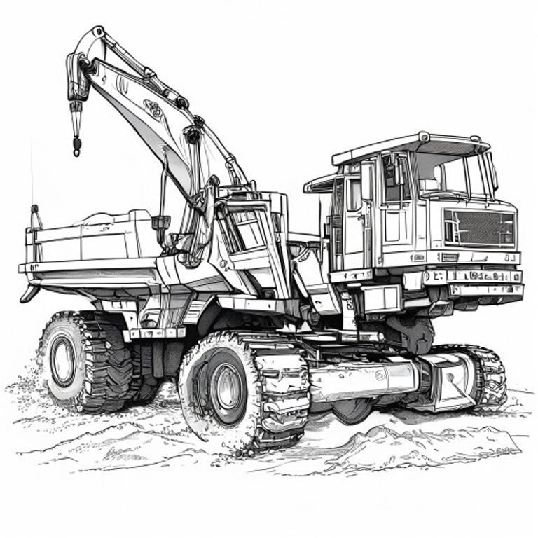 Construction vehicles coloring page