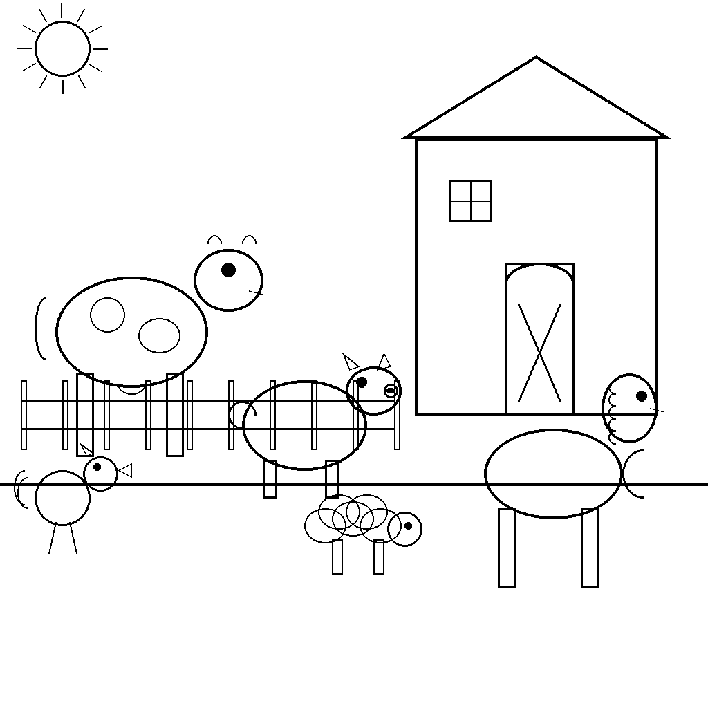 Farm animals coloring page