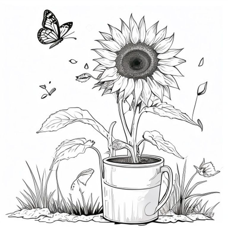 Garden and flowers coloring page